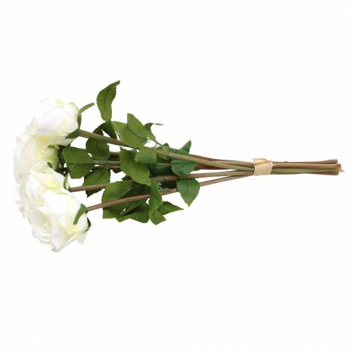 Artículo Flores decorativas de seda rosa en ramo crema 36cm 8 piezas