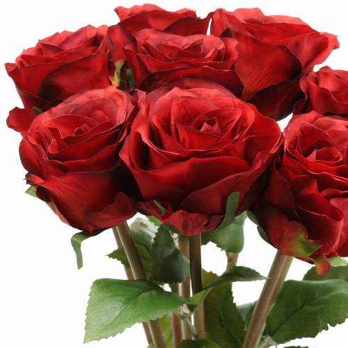 Artículo Rosa en ramo artificial roja 36cm 8 piezas