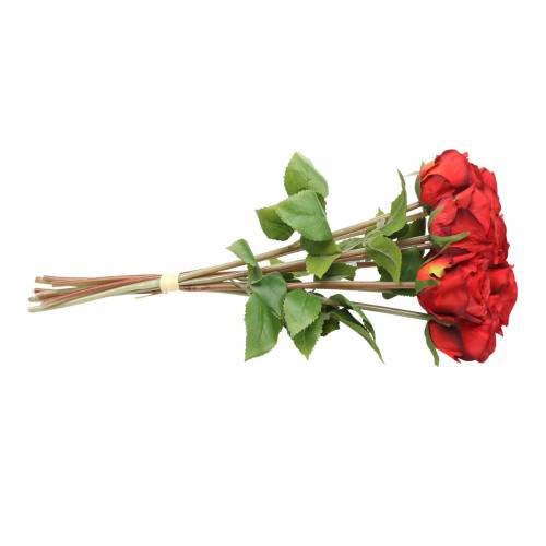 Artículo Rosa en ramo artificial roja 36cm 8 piezas
