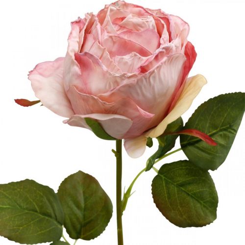 Rosa decorativa rosa, decoración floral, rosa artificial L74cm Ø7cm