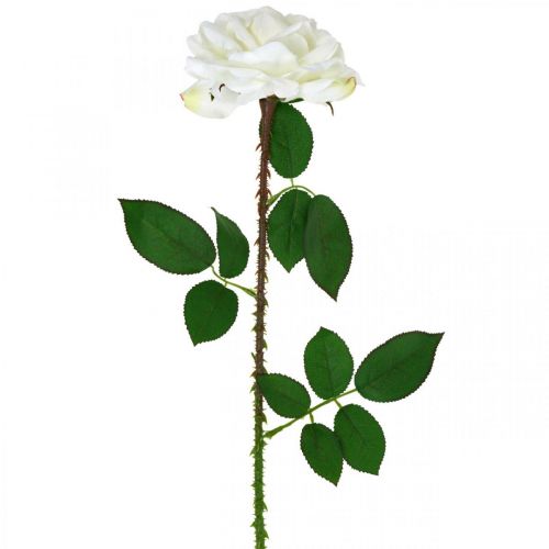 Rosa blanca Rosa falsa sobre tallo Flor de seda Rosa artificial L72cm Ø13cm