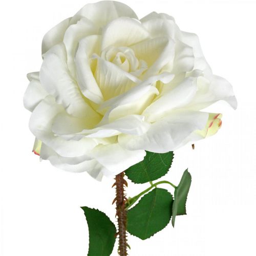 Rosa blanca Rosa falsa sobre tallo Flor de seda Rosa artificial L72cm Ø13cm
