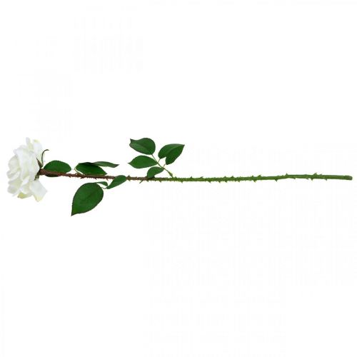 Artículo Rosa blanca Rosa falsa sobre tallo Flor de seda Rosa artificial L72cm Ø13cm