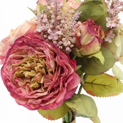 Artículo Ramo de rosas artificiales ramo otoñal rosa, violeta Al. 36 cm