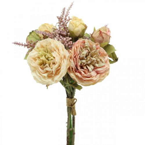 Ramo de rosas artificiales ramo de otoño crema, rosa Al. 36 cm