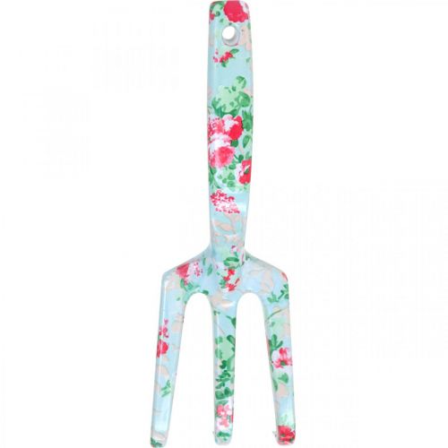 Artículo Rastrillo de mano de metal, rastrillo con motivo de rosa, mini rastrillo L23cm