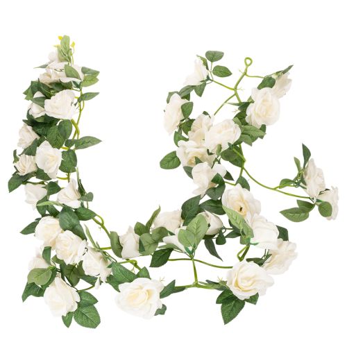 Guirnalda de rosas artificiales con flores blancas para decoración, 170 cm.