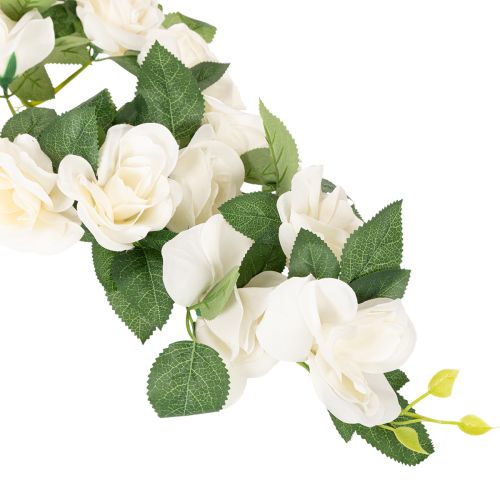 Guirnalda de rosas artificiales con flores blancas para decoración, 170 cm. | Floristik24.es