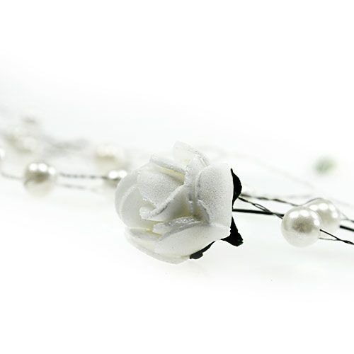 Artículo Guirnalda de rosas con perlas blancas 135cm