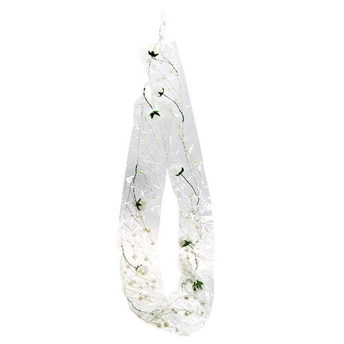 Floristik24 Guirnalda de rosas con perlas blancas 135cm