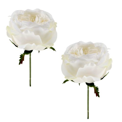 Floristik24 Flor de rosa blanca 17cm 4 piezas