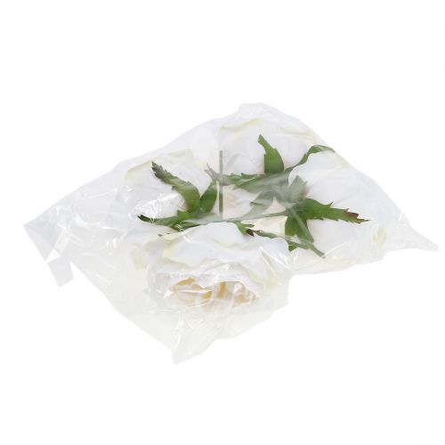 Artículo Flor de rosa blanca 17cm 4 piezas