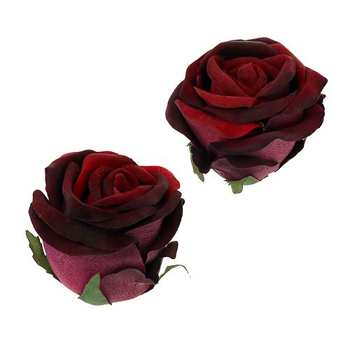 Floristik24 Cabeza de rosa Ø6,5cm Rojo oscuro 8pcs