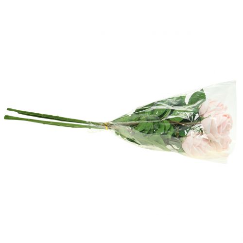 Floristik24 Ramo de rosas rosa suave 65cm 4 piezas
