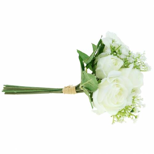 Floristik24 Ramo de rosas con gypsophila blanco 26cm