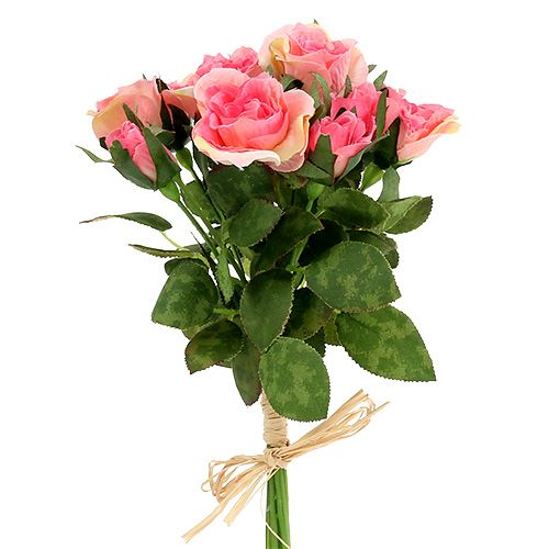 Floristik24 Ramo de rosas en rosa L26cm 3 piezas