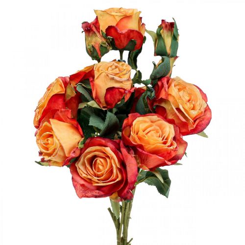 Floristik24 Ramo de rosas rosas artificiales flores de seda ramo naranja 53cm