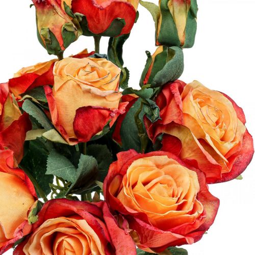 Floristik24 Ramo de rosas rosas artificiales flores de seda ramo naranja 53cm