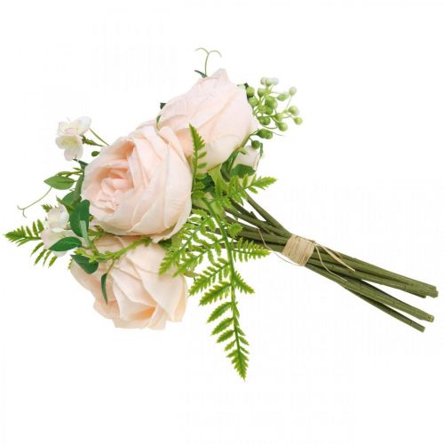 Artículo Ramo de Rosas Artificiales, Ramo de Flores de Seda, Ramo de Rosas, Ramo de Rosas Artificiales Rosa L28cm
