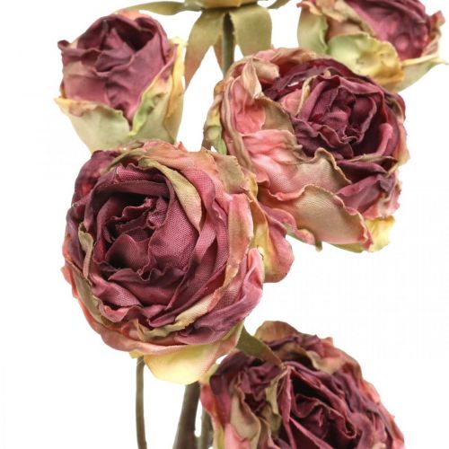 Floristik24 Rosa artificial, decoración de mesa, flor artificial rosa, rama de rosa aspecto antiguo L53cm