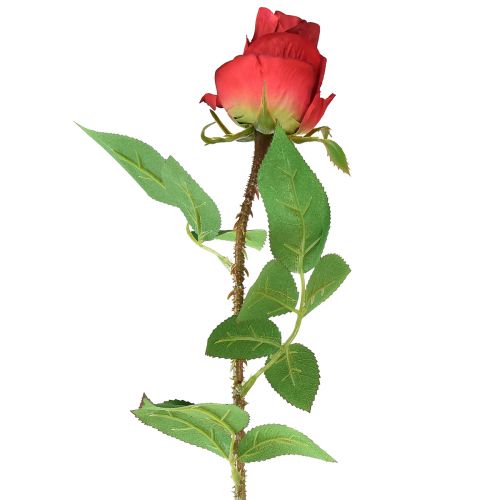 Rama de rosa flor de seda rosa artificial roja 72 cm