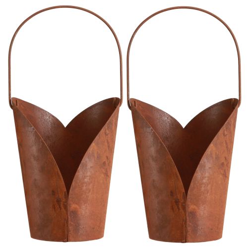 Artículo Corazón decorativo óxido con mango de metal para colgar 12×15,5cm 2ud