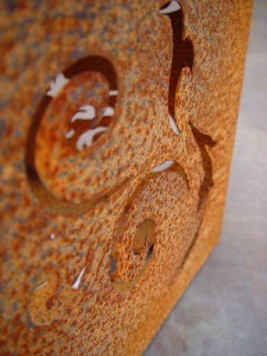 Floristik24 Dados barrocos de metal oxidado, 26 cm x 26 cm.