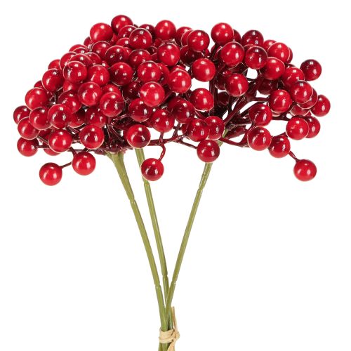 Rama navideña de decoración de frutos rojos, 27 cm, ramo con 3 piezas