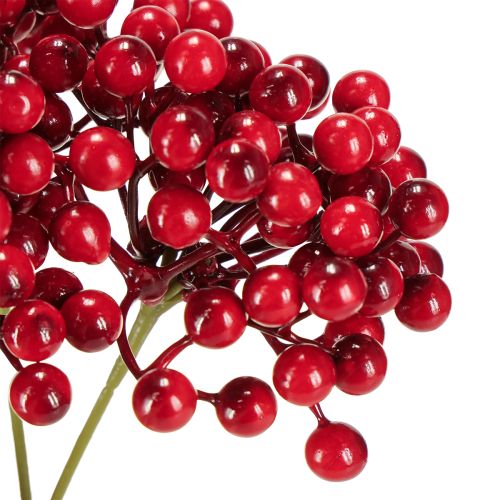 Artículo Rama navideña de decoración de frutos rojos, 27 cm, ramo con 3 piezas