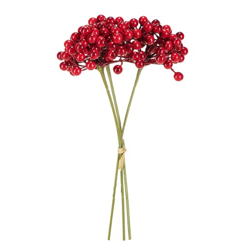 Artículo Rama navideña de decoración de frutos rojos, 27 cm, ramo con 3 piezas