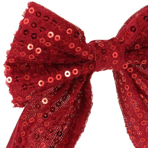 Artículo Lazos de terciopelo rojo para regalo con lentejuelas de 12 cm, 4 unidades