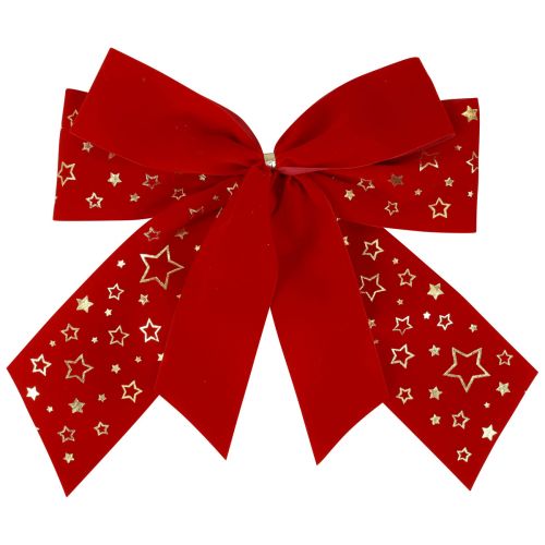 Floristik24 Lazo rojo de estrellas navideñas, lazo decorativo para exterior, 21 cm, 2 unidades