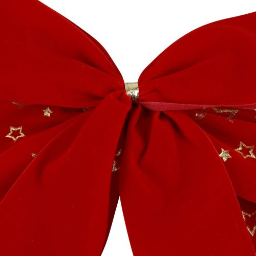 Artículo Lazo rojo de estrellas navideñas, lazo decorativo para exterior, 21 cm, 2 unidades