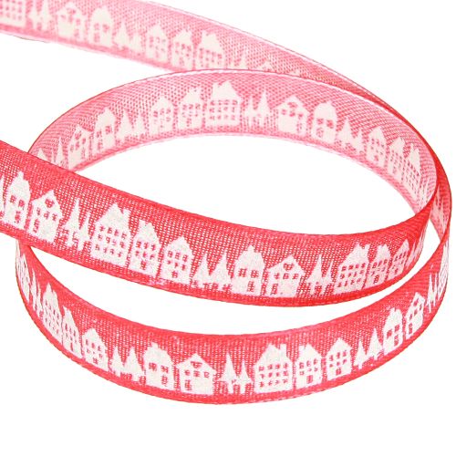 Artículo Cinta navideña roja con casas blancas 15mm 20m