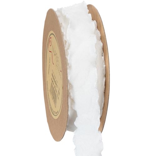 Cinta de organza blanca con volantes, cinta decorativa, 25 mm de ancho, 10 m de largo. comprar | Floristik24.es