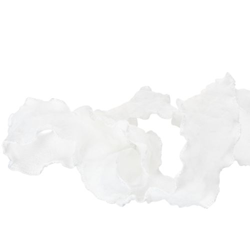 Cinta de organza blanca con volantes, cinta decorativa, 25 mm de ancho, 10 m de largo. | Floristik24.es
