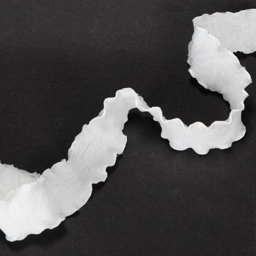 Cinta de organza blanca con volantes, cinta decorativa, 25 mm de ancho, 10 m de largo. | Floristik24.es