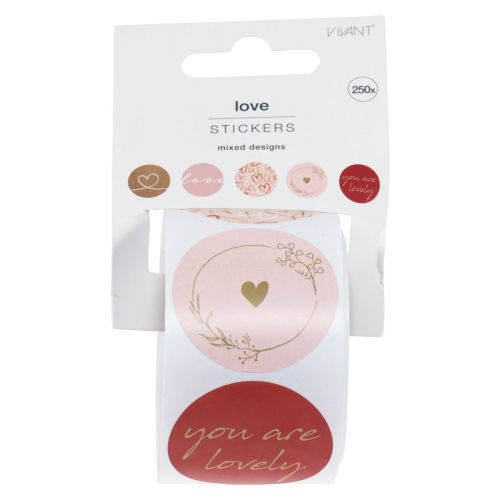 Floristik24 Etiquetas adhesivas redondas San Valentín Ø4cm 250 uds.