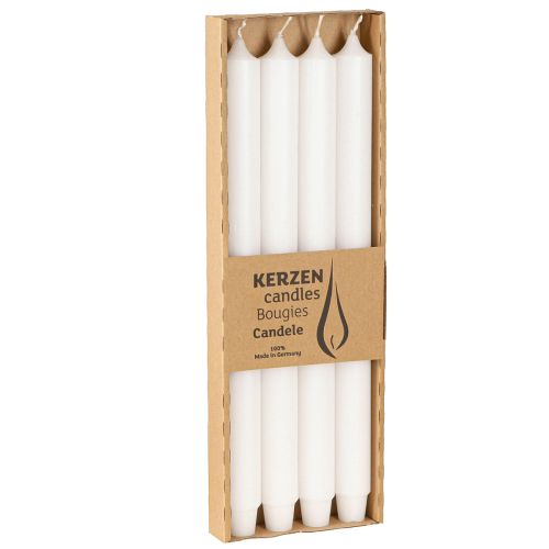 Artículo Velas rústicas blancas con base cónica 350/28mm 4 uds