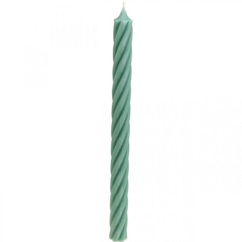 Velas rústicas, unicolor, verde, 350/28mm, 4 piezas