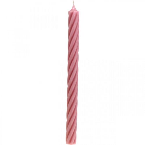 Velas rusticas color liso rosa 350/28mm 4uds