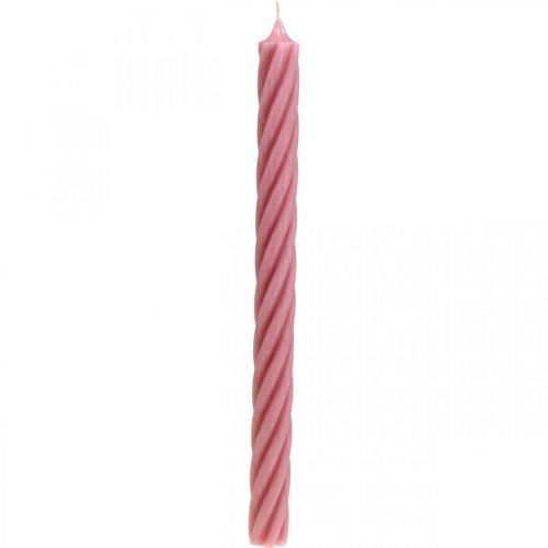 Floristik24 Velas rusticas color liso rosa 350/28mm 4uds