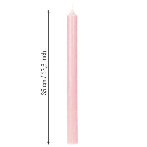 Velas rústicas cónicas de color rosa sólido, 350/28 mm, 4 unidades | Floristik24.es