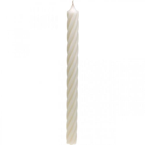 Floristik24 Velas rusticas color liso blanco 350/28mm 4uds