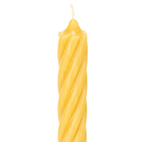 Velas rústicas retorcidas, velas cónicas altas, color amarillo sólido, 350/28 mm, 4 unidades | Floristik24.es