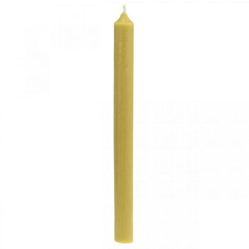 Floristik24 Velas rústicas velas altas de palo unicolor amarillo 350/28mm 4 piezas