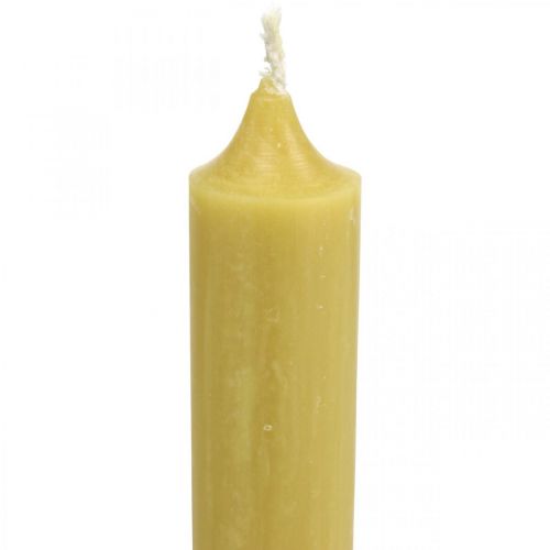 Floristik24 Velas rústicas velas altas de palo unicolor amarillo 350/28mm 4 piezas