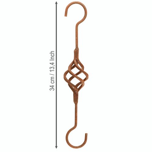 Floristik24 Gancho en S Metal Gancho decorativo antiguo oxidado 34cm