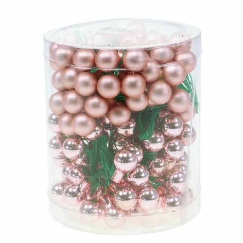 Floristik24 Espejo bayas rosa mate/brillante 1.5cm 140p