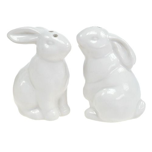 Floristik24 Salero y pimentero conejito blanco 1p